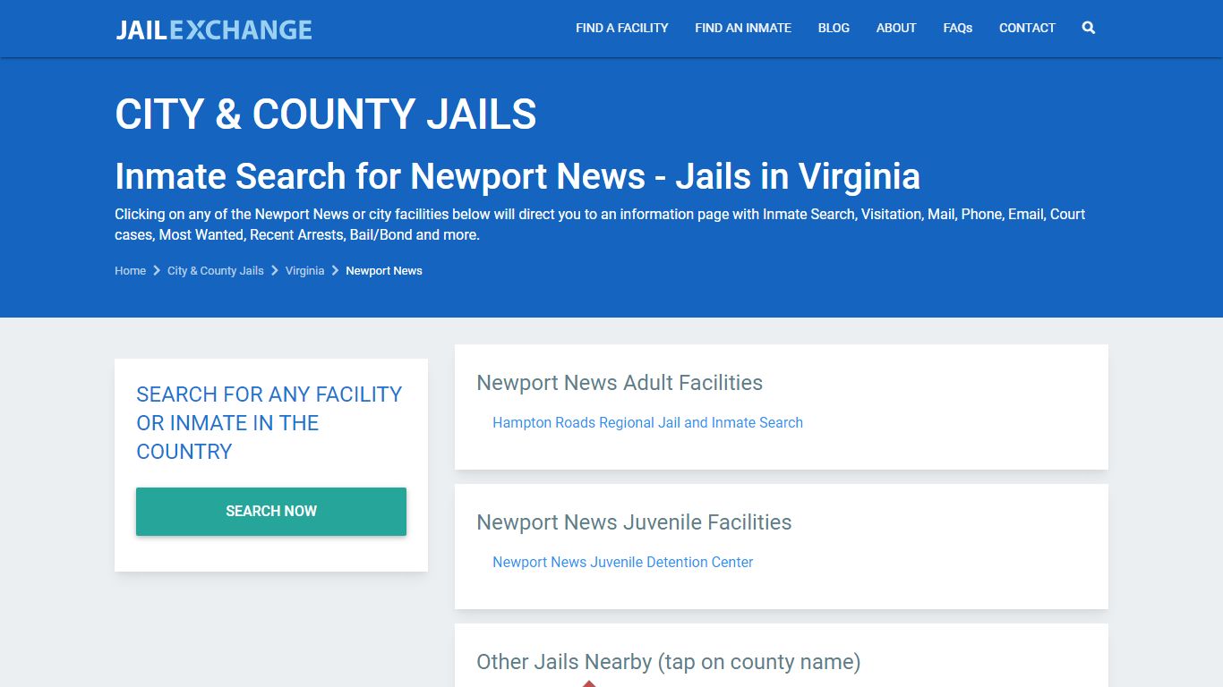 Inmate Search for Newport News | Jails in Virginia - JAIL EXCHANGE